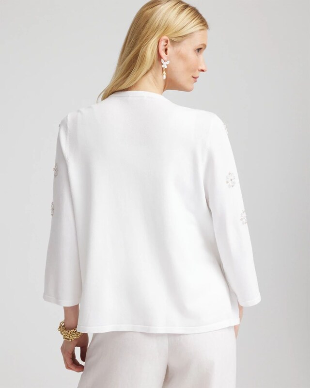 Floral Clear Sequined Cardigan - image 3